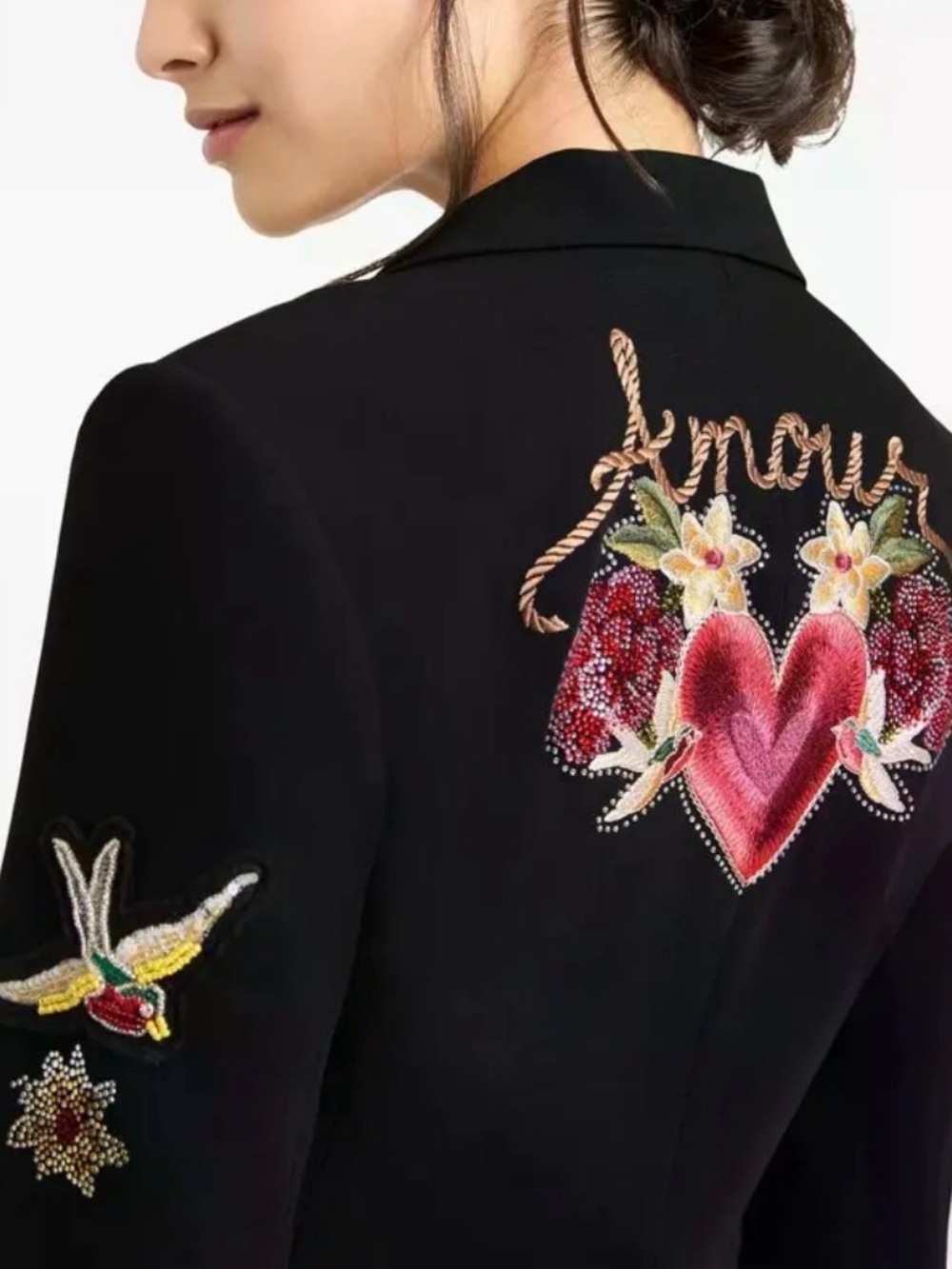 cinq a sept Black Embroidered Floral & Bird Blazer - Picture 2 of 5